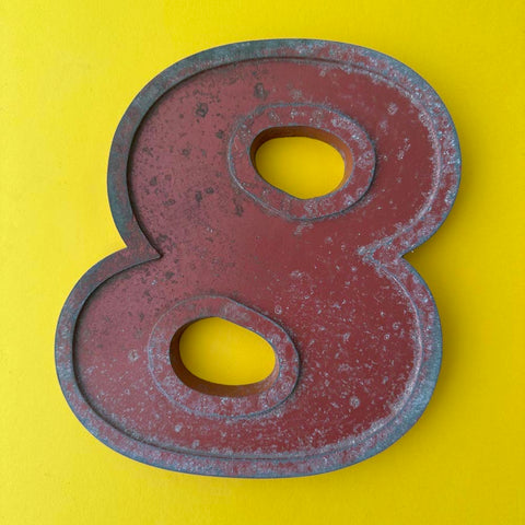 8 - 9 Inch Red Italic Metal Number