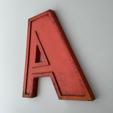 A - 9 Inch Orange Metal Letter