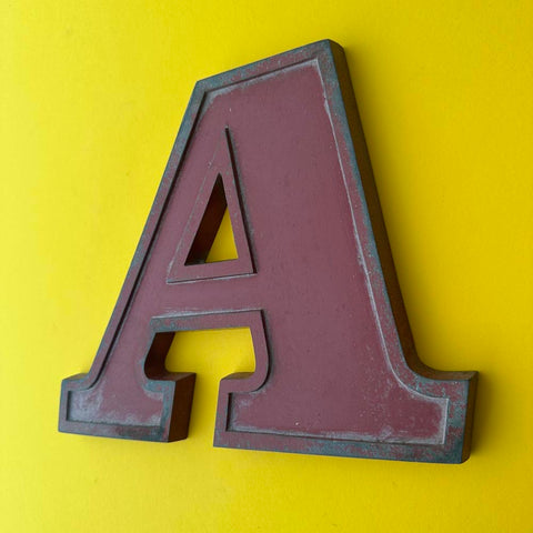A - 9 Inch Red Italic Metal Letter