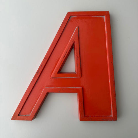 A - 9 Inch Orange Italic Metal Letter
