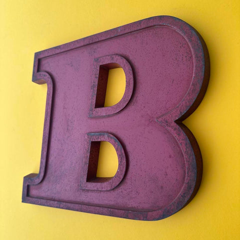 B - 9 Inch Red Italic Metal Letter