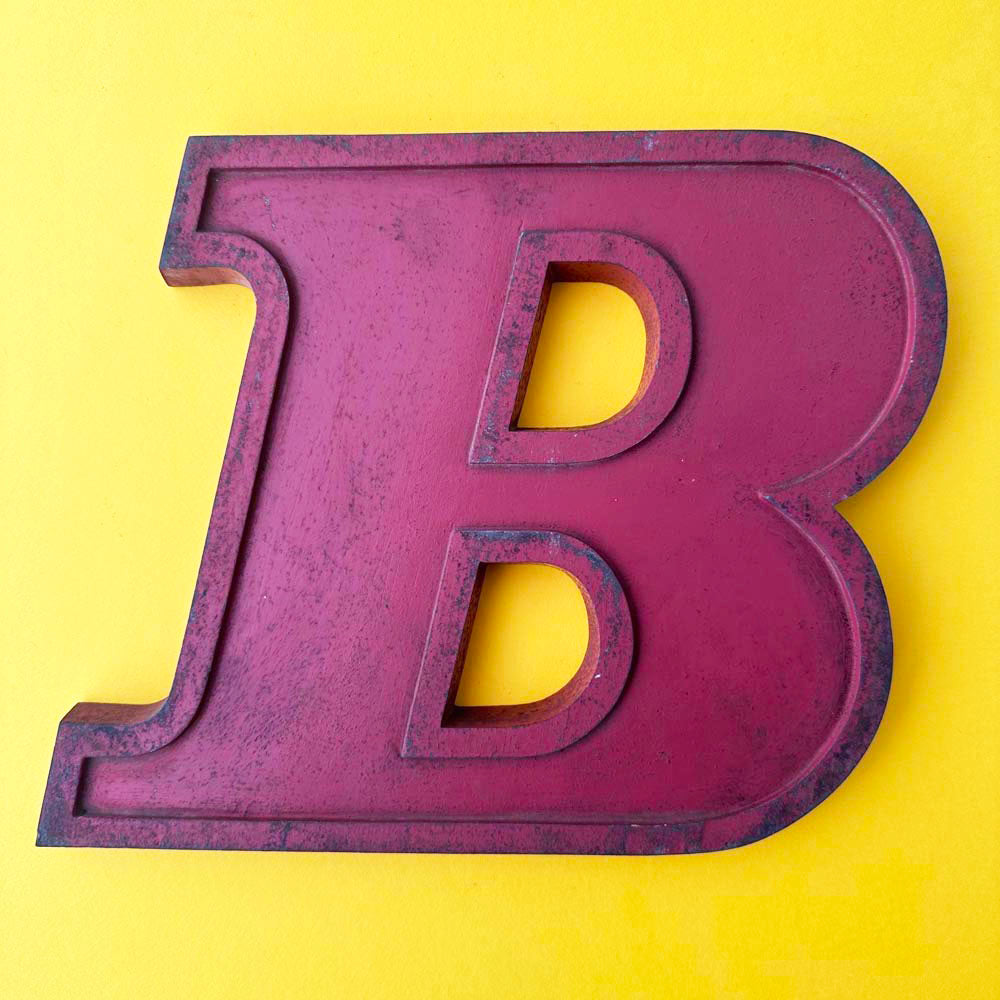 B - 9 Inch Red Italic Metal Letter