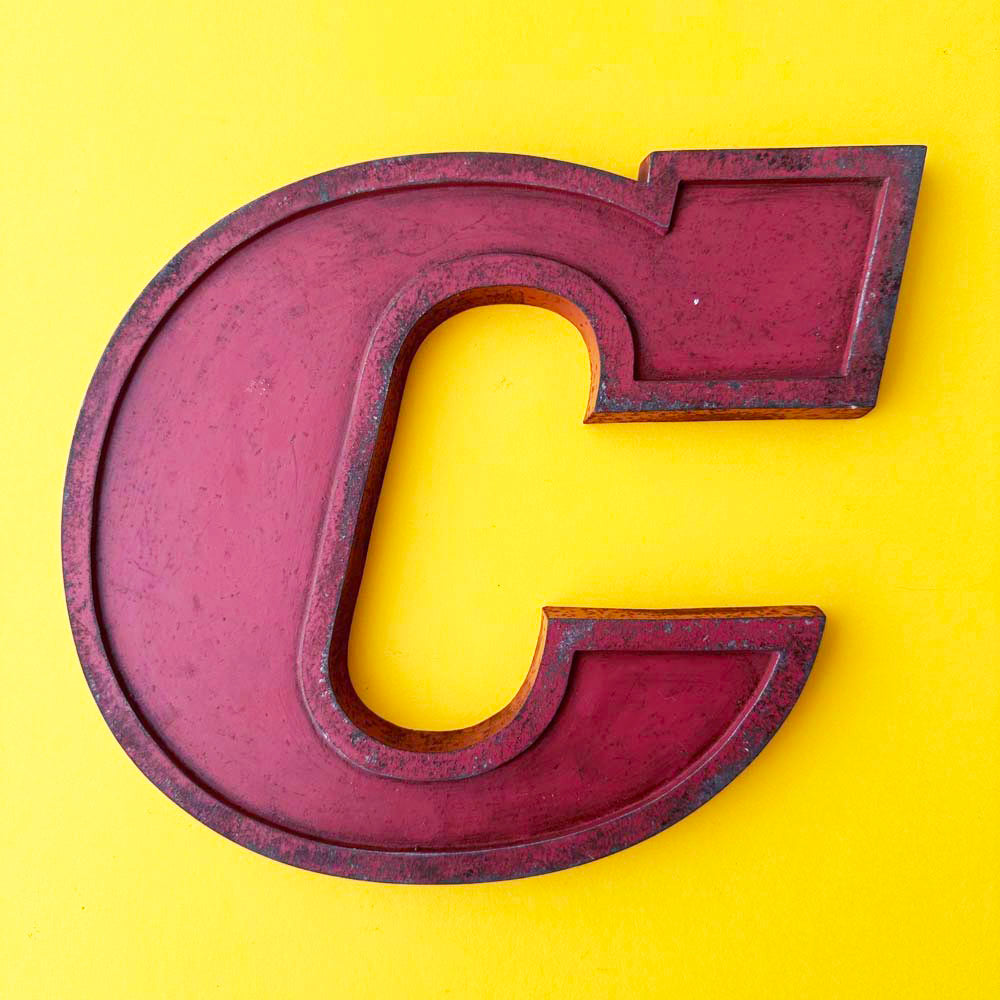 C - 9 Inch Red Italic Metal Letter