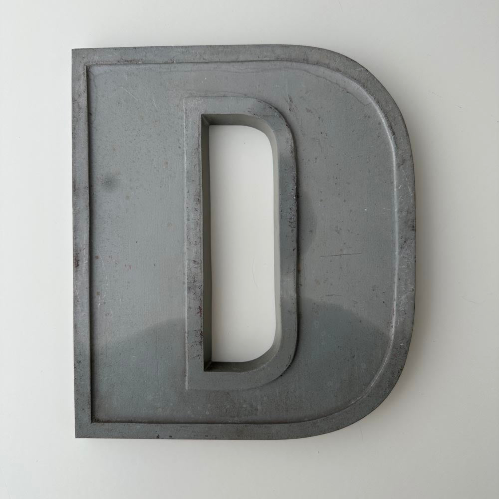 D - 9 Inch Grey Silver Metal Letter