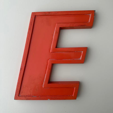 E - 9 Inch Orange Italic Metal Letter