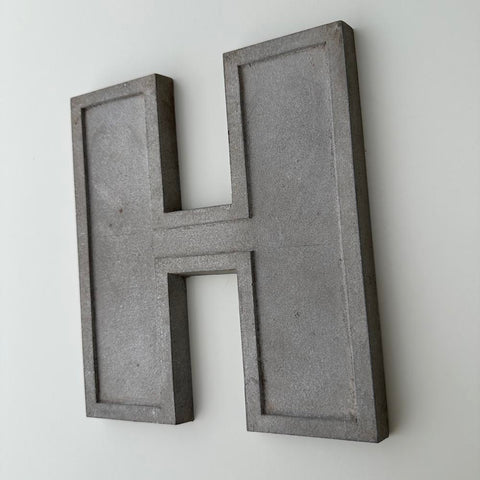 H - 9 Inch Grey Silver Metal Letter