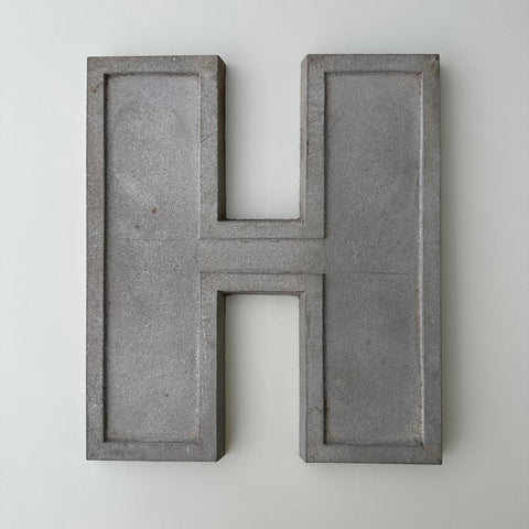 H - 9 Inch Grey Silver Metal Letter