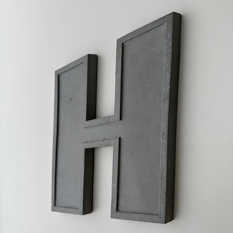 H - 9 Inch Grey Silver Italic Metal Letter