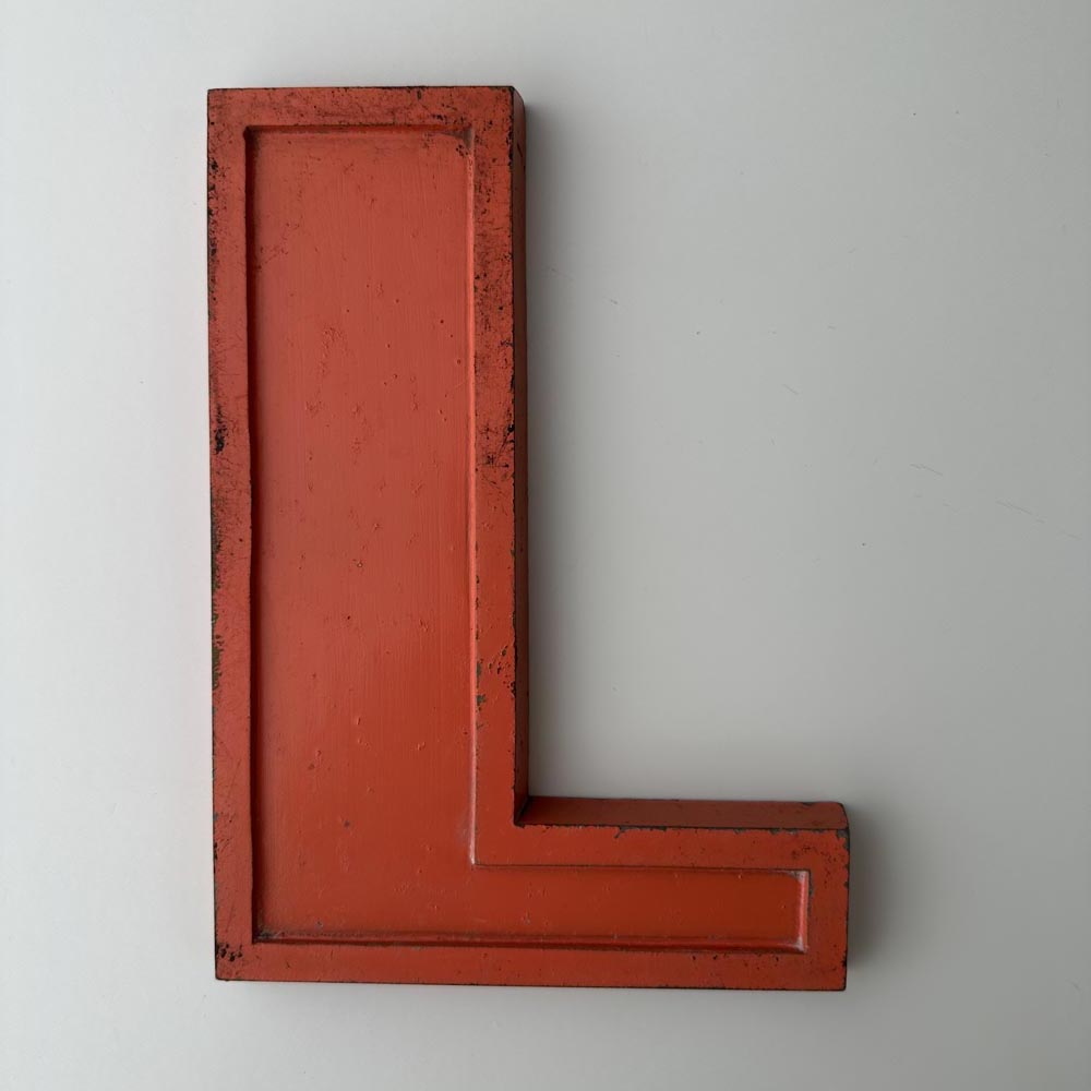 L - 9 Inch Orange Metal Letter