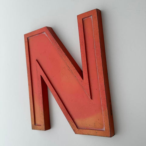 N - 9 Inch Orange Metal Letter