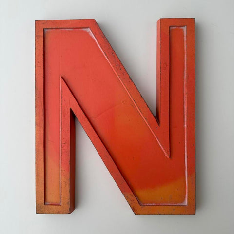 N - 9 Inch Orange Metal Letter