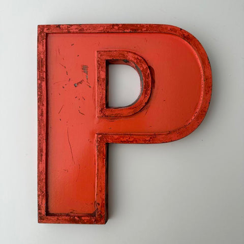 P - 9 Inch Orange Metal Letter