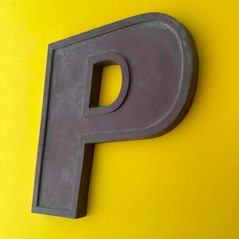 P - 9 Inch Red Italic Metal Letter