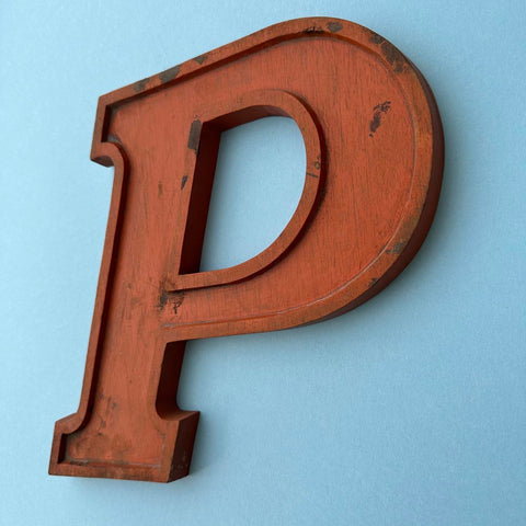 P - 10 Inch Wooden Factory Shop Letter