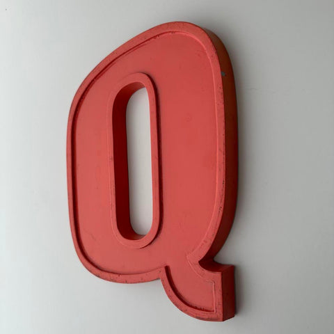 Q - 9 Inch Orange Italic Metal Letter