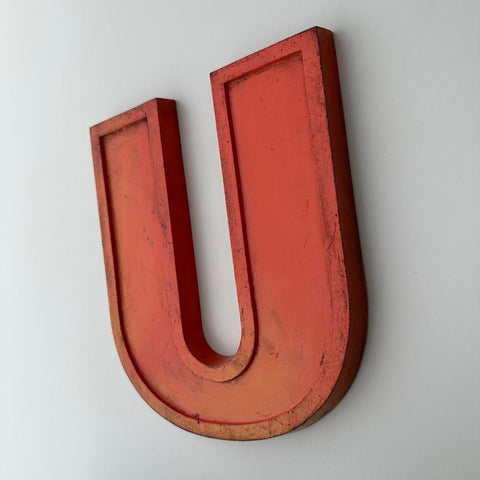 U - 9 Inch Orange Metal Letter