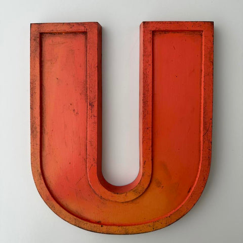U - 9 Inch Orange Metal Letter