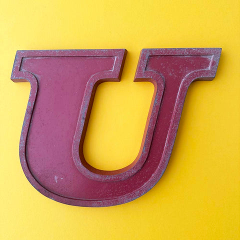 U - 9 Inch Red Italic Metal Letter
