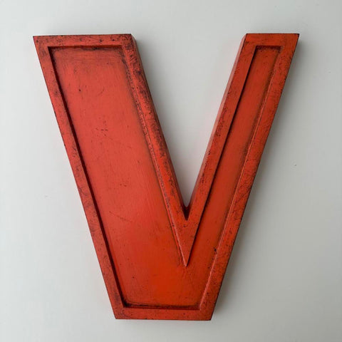 V - 9 Inch Orange Metal Letter