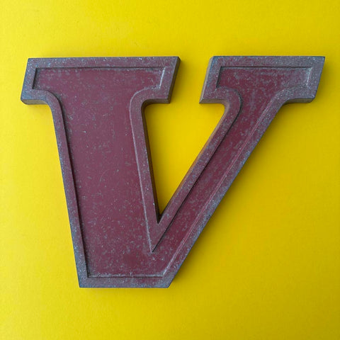 V - 9 Inch Red Italic Metal Letter