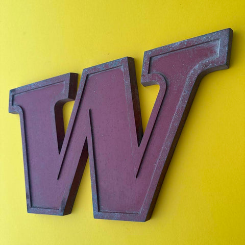 W - 9 Inch Red Italic Metal Letter
