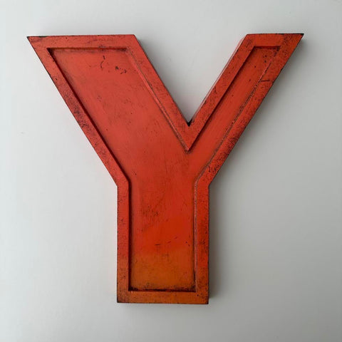 Y - 9 Inch Orange Metal Letter