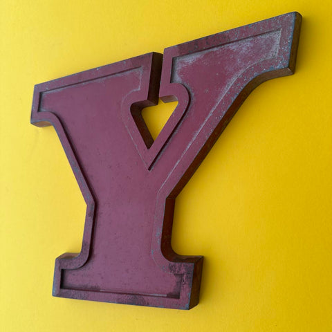 Y - 9 Inch Red Italic Metal Letter
