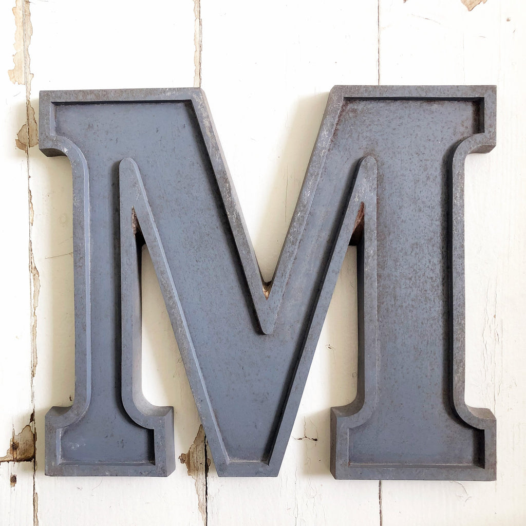 M - 12 Inch Silver Letter Metal