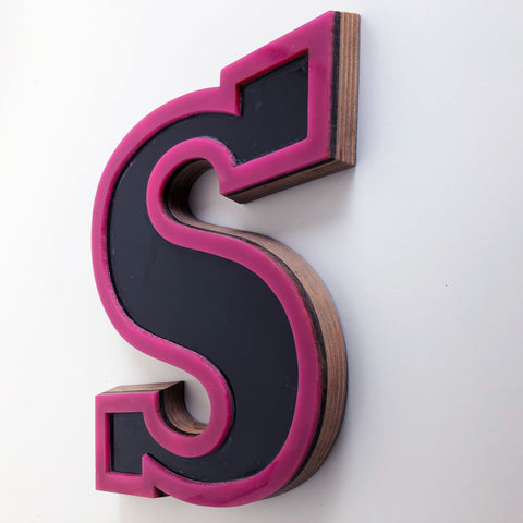 S - Medium Factory Shop Letter Ply Wood & Perspex