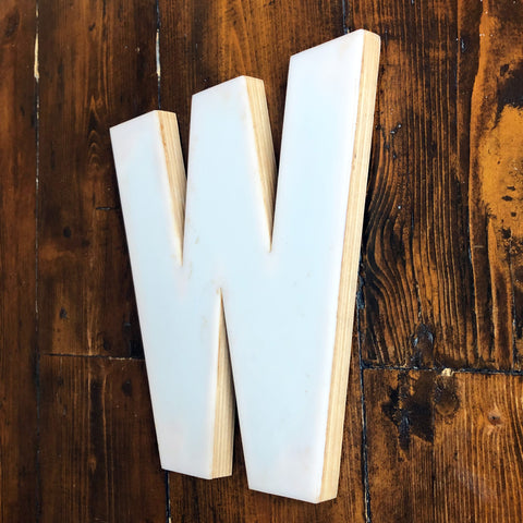 W - Medium Factory Shop Letter Ply Wood & Perspex