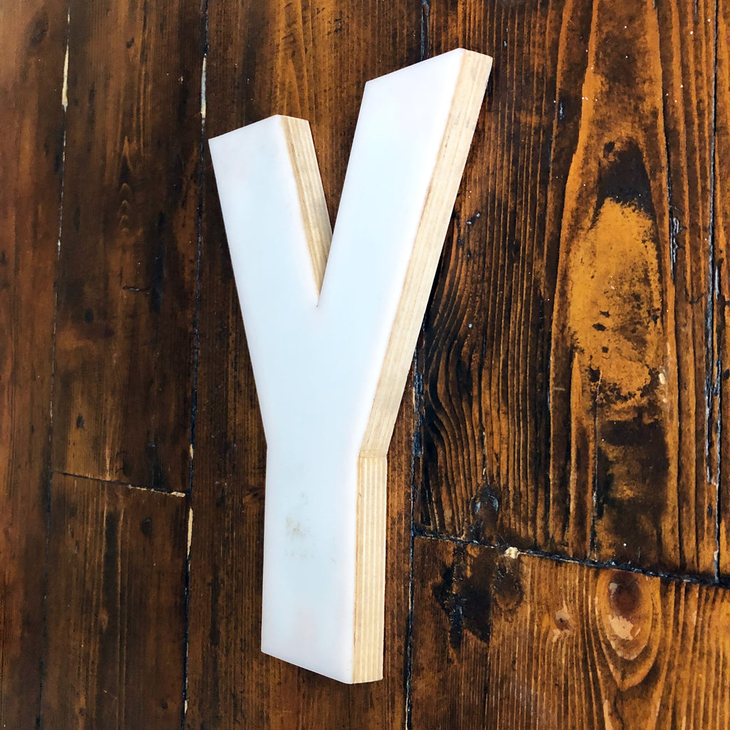 Y - Medium Factory Shop Letter Ply Wood & Perspex